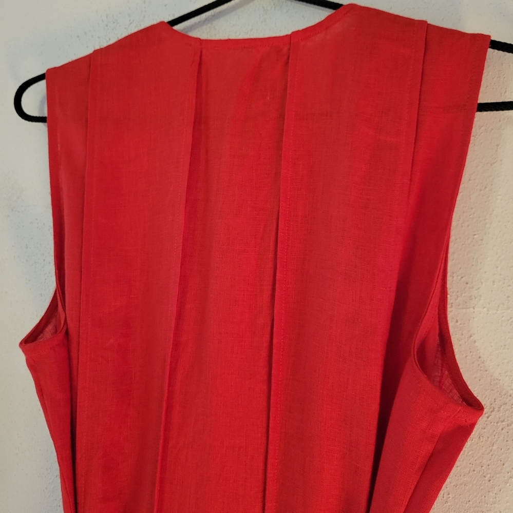 J. Crew Seamed Linen Dress with Removeable Belt - Red Arroyo - Picture 11 of 14